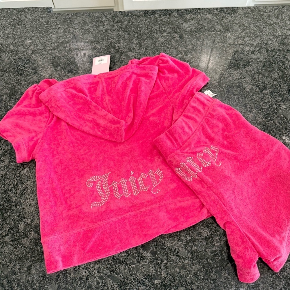 Juicy Couture Vibrant Pink Terrycloth track Set NWT size large